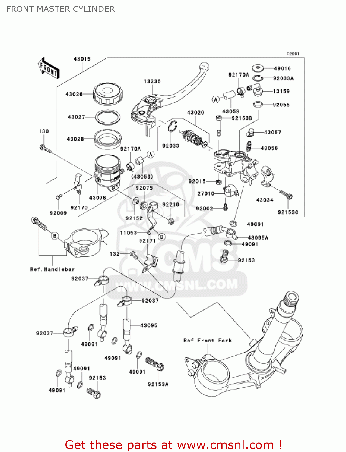 FRONT MASTER CYLINDER ZX636B1 NINJA ZX6R 2003 USA CALIFORNIA CANADA