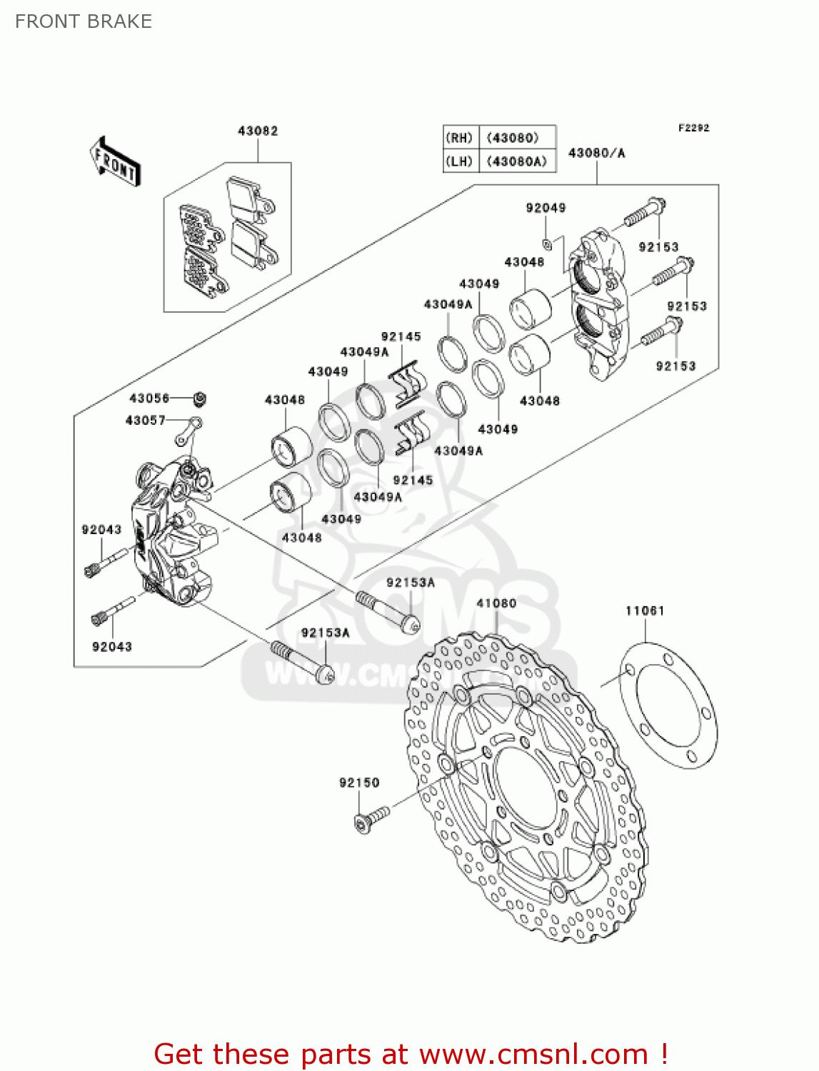FRONT BRAKE ZX636B1 NINJA ZX6R 2003 USA CALIFORNIA CANADA