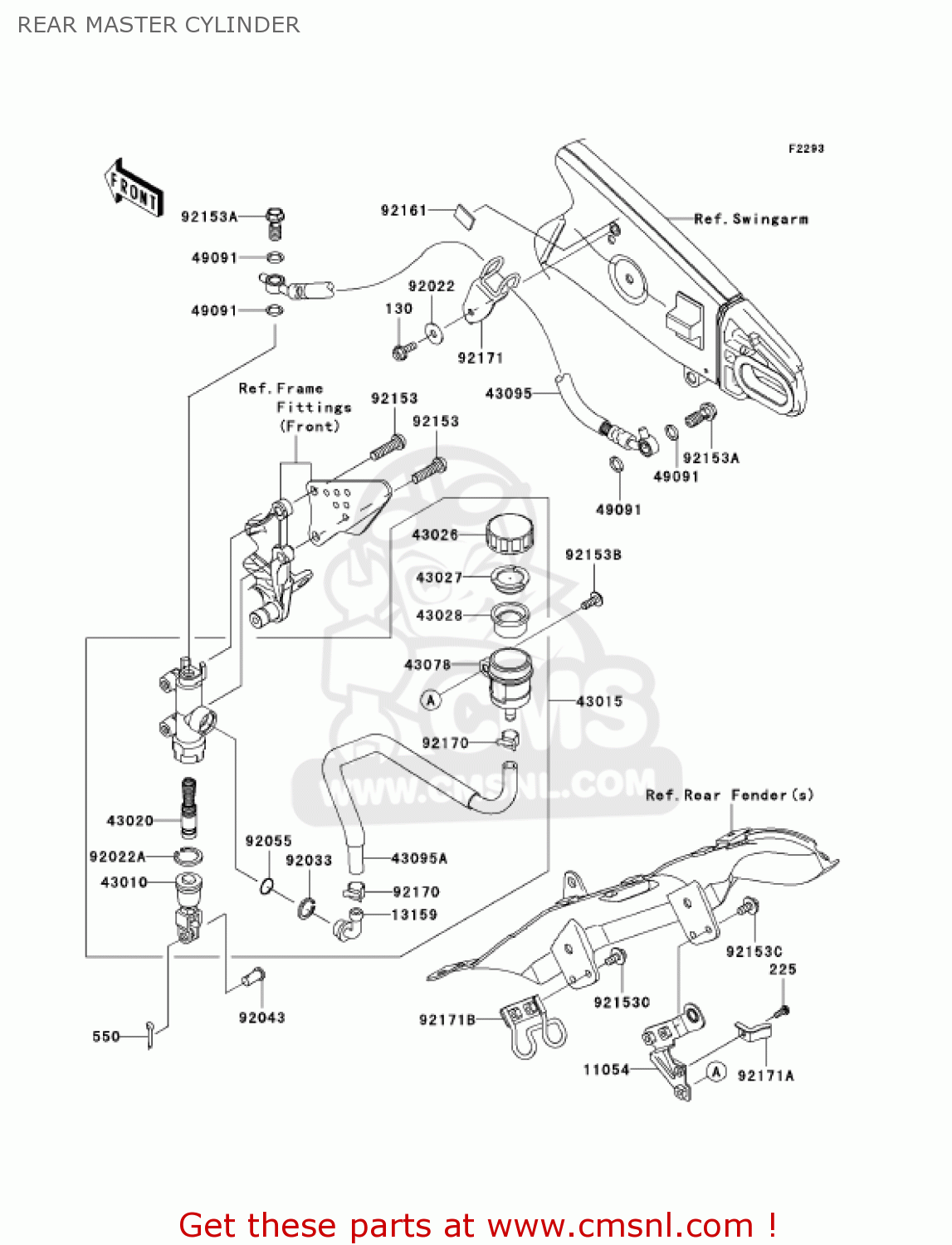 REAR MASTER CYLINDER ZX636B1 NINJA ZX6R 2003 USA CALIFORNIA CANADA