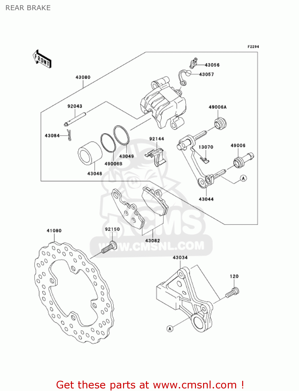 REAR BRAKE ZX636B1 NINJA ZX6R 2003 USA CALIFORNIA CANADA