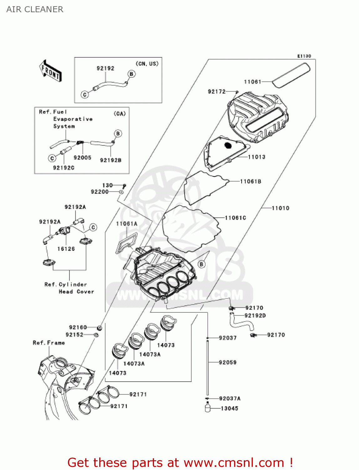 AIR CLEANER ZX636B1 NINJA ZX6R 2003 USA CALIFORNIA CANADA