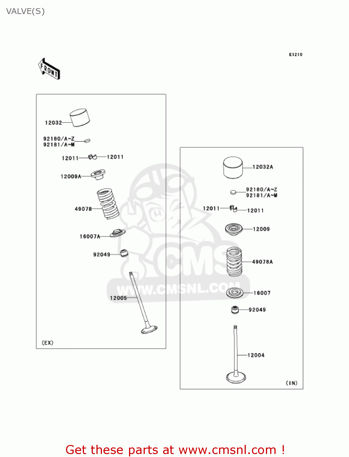 VALVE(S) ZX636B1 NINJA ZX6R 2003 USA CALIFORNIA CANADA