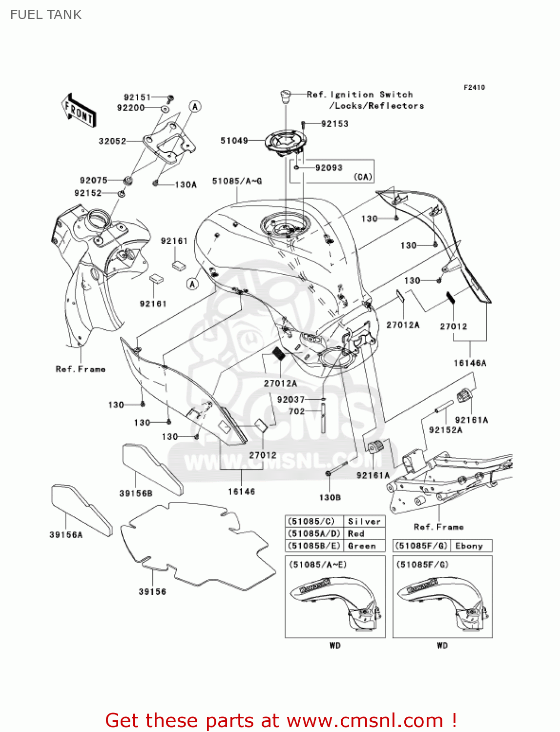 FUEL TANK ZX636B1 NINJA ZX6R 2003 USA CALIFORNIA CANADA