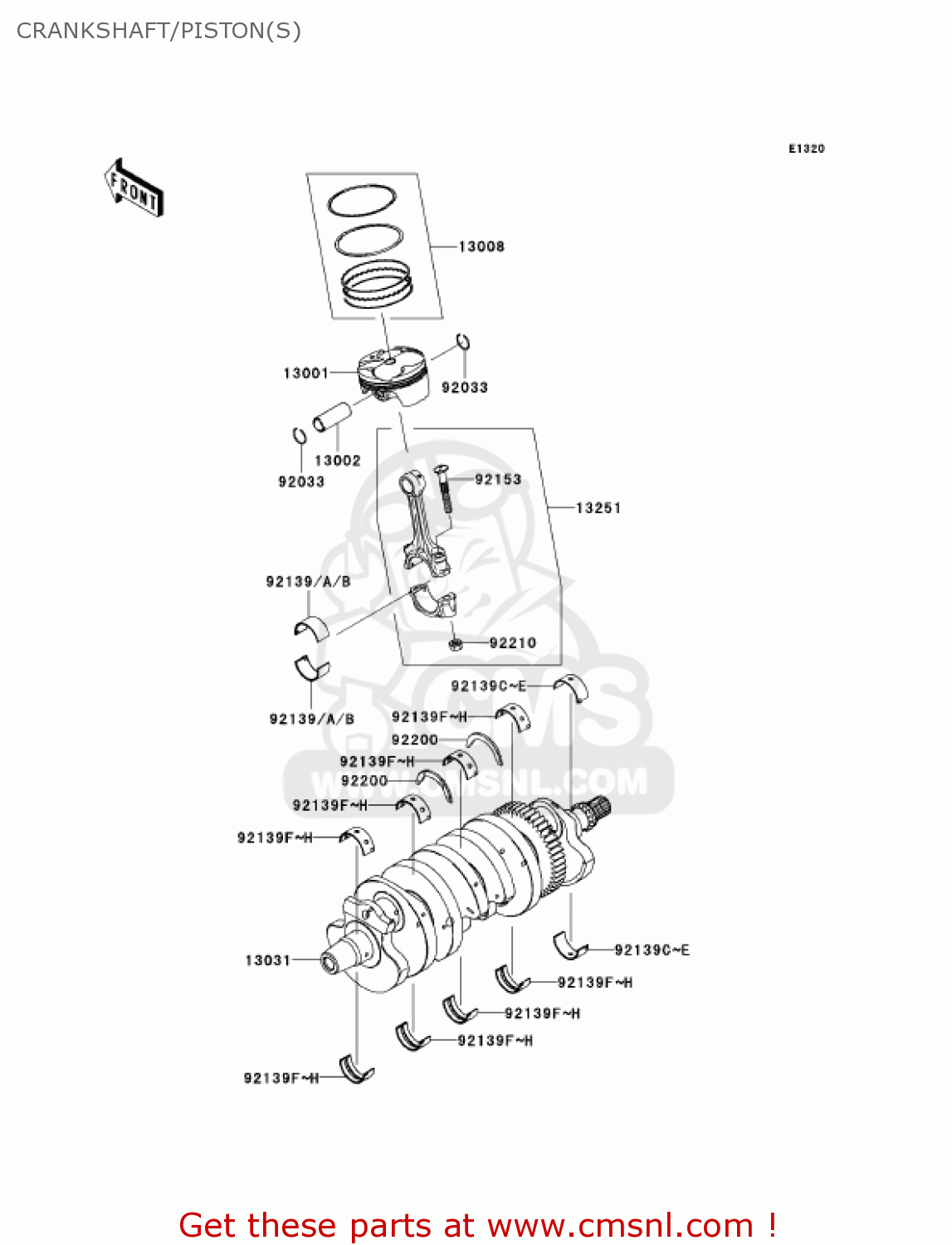 CRANKSHAFT/PISTON(S) ZX636B1 NINJA ZX6R 2003 USA CALIFORNIA CANADA