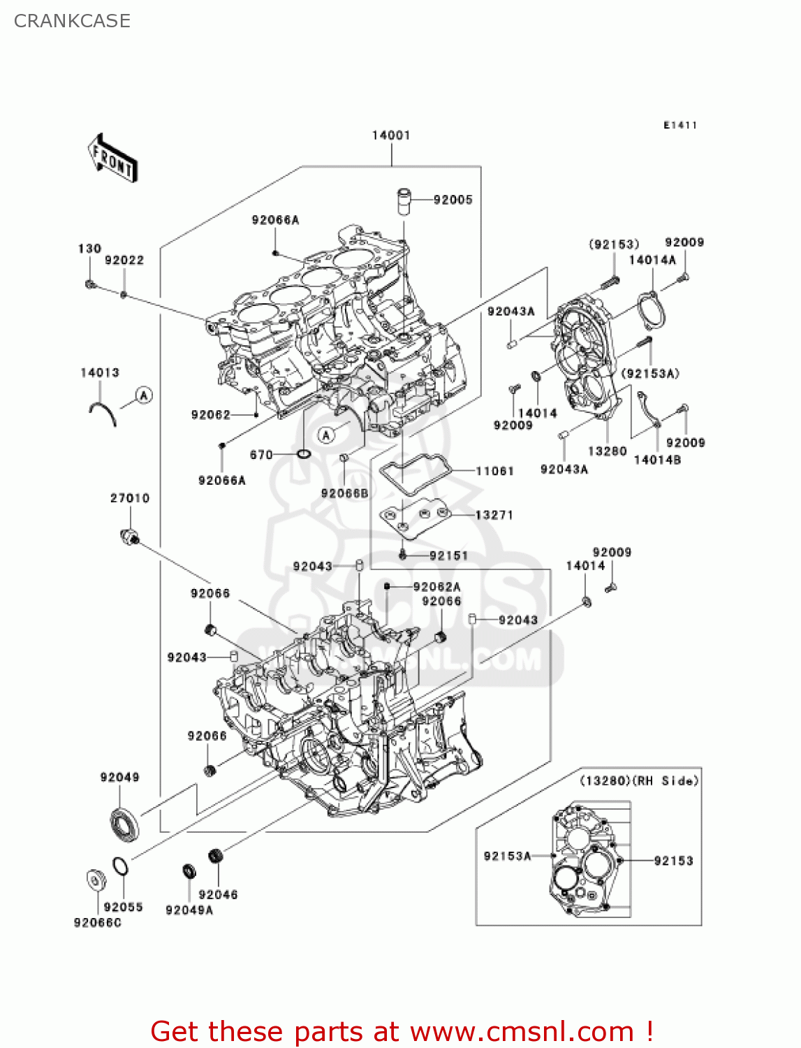 CRANKCASE ZX636B1 NINJA ZX6R 2003 USA CALIFORNIA CANADA
