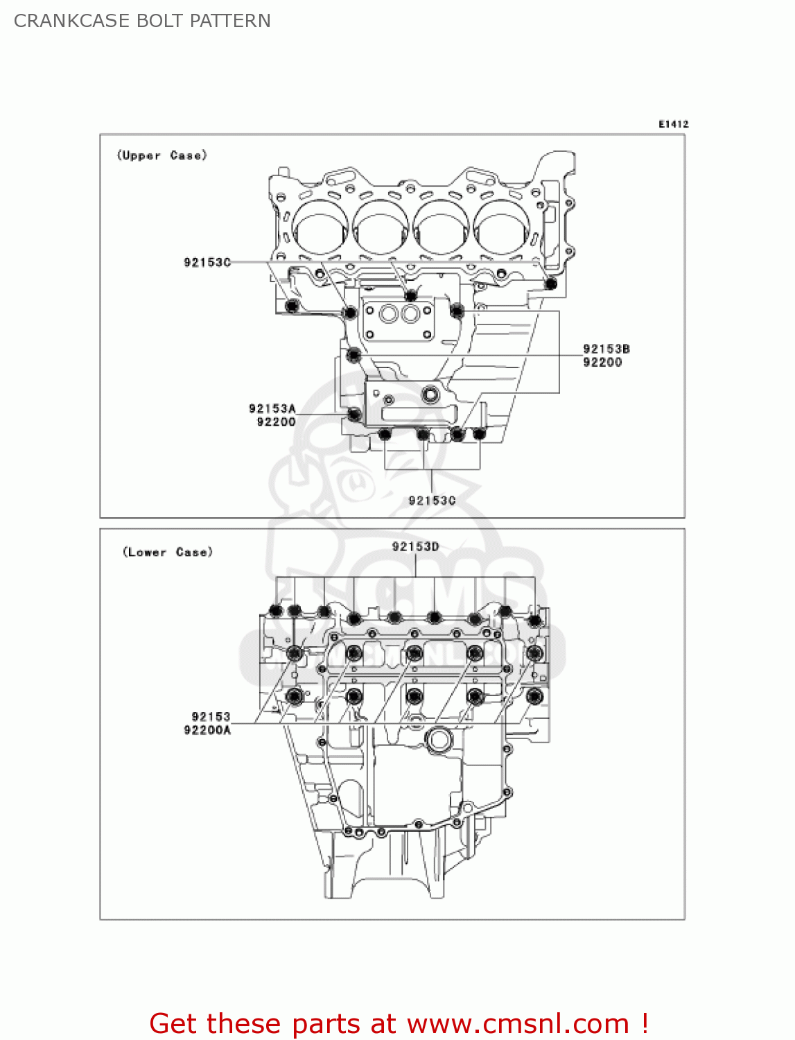 CRANKCASE BOLT PATTERN ZX636B1 NINJA ZX6R 2003 USA CALIFORNIA CANADA