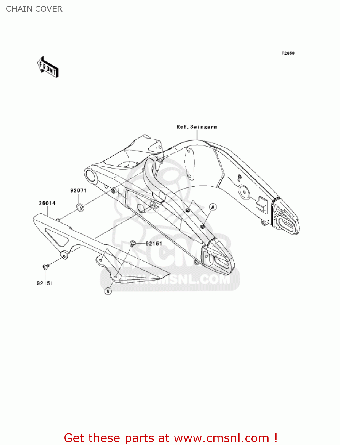 CHAIN COVER ZX636B1 NINJA ZX6R 2003 USA CALIFORNIA CANADA