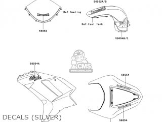 DECALS (SILVER) - ZX636B1 NINJA ZX6R 2003 USA CALIFORNIA CANADA