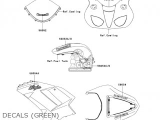 DECALS (GREEN) - ZX636B1 NINJA ZX6R 2003 USA CALIFORNIA CANADA