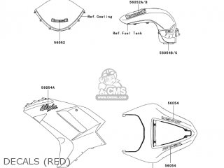 DECALS (RED) - ZX636B1 NINJA ZX6R 2003 USA CALIFORNIA CANADA