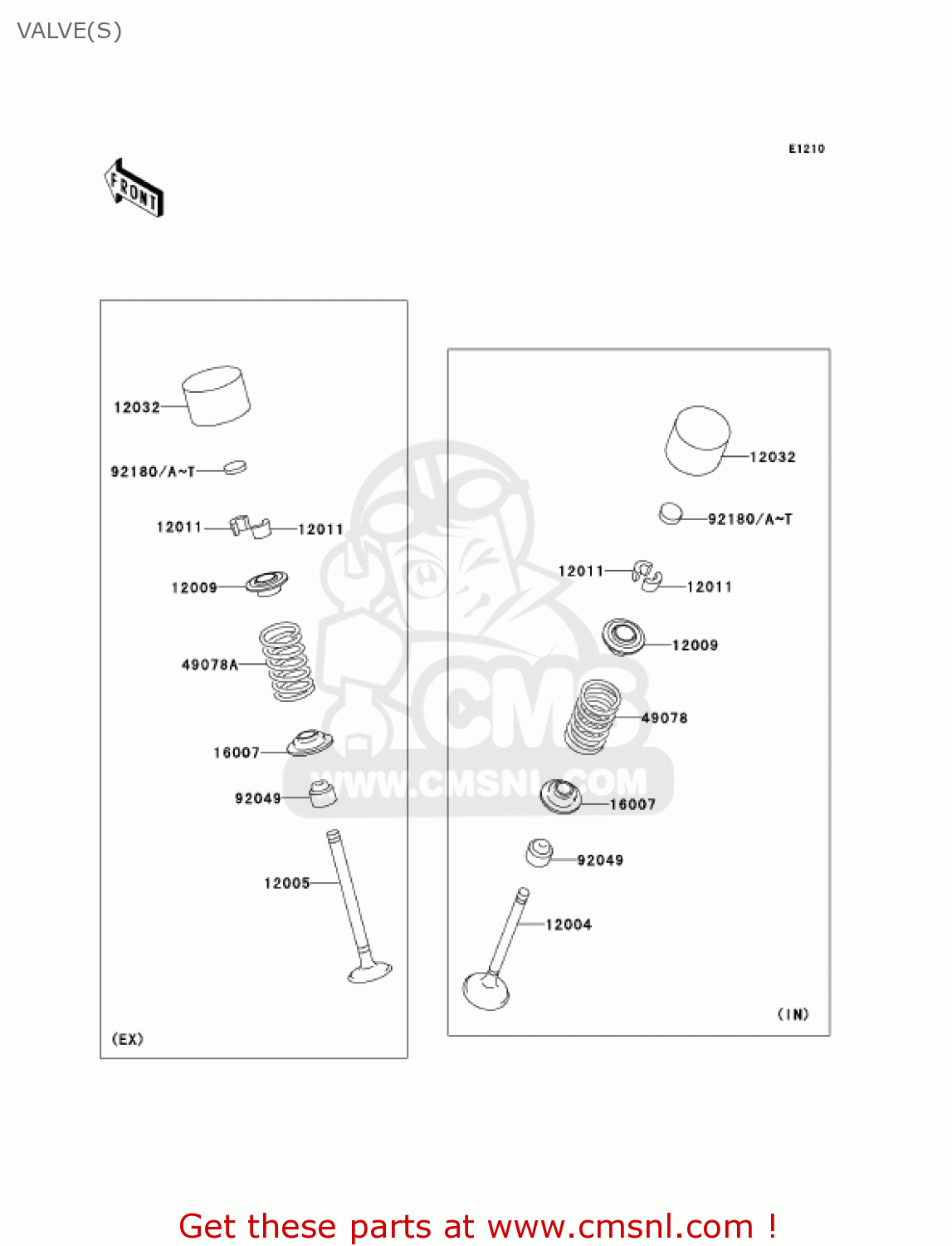 VALVE(S) ZX636B2 NINJA ZX6R 2004 USA CALIFORNIA CANADA
