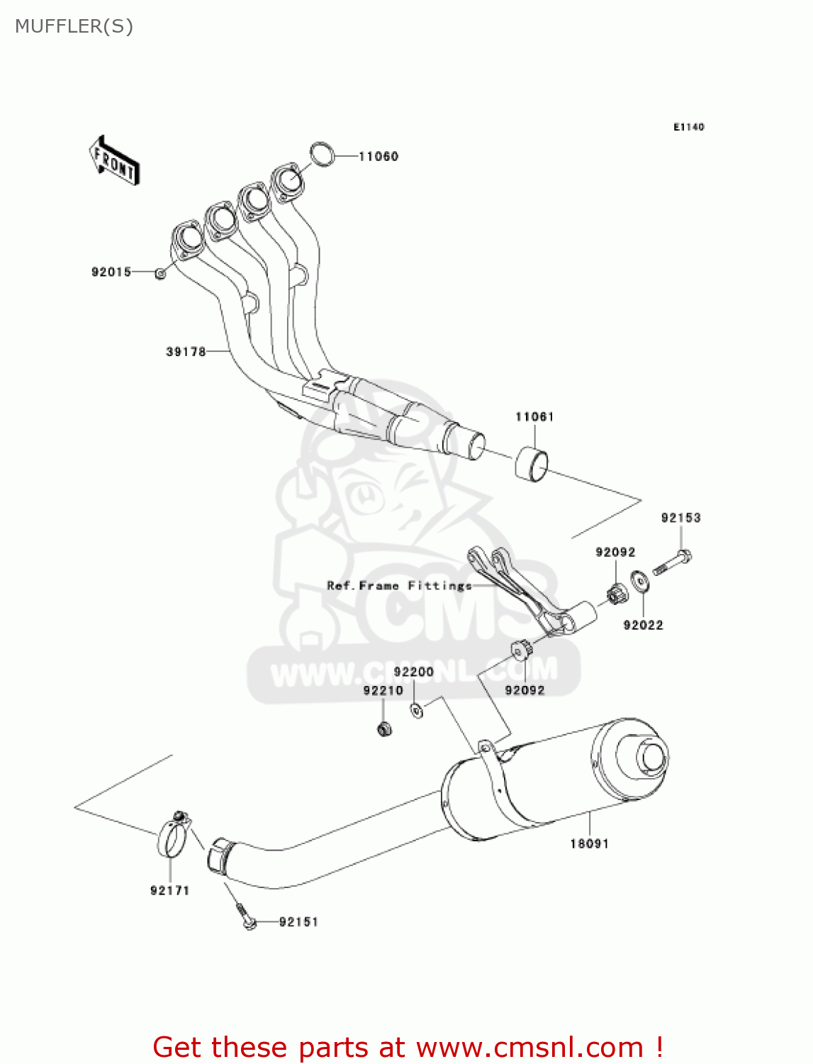 MUFFLER(S) ZX636B2 NINJA ZX6R 2004 USA CALIFORNIA CANADA