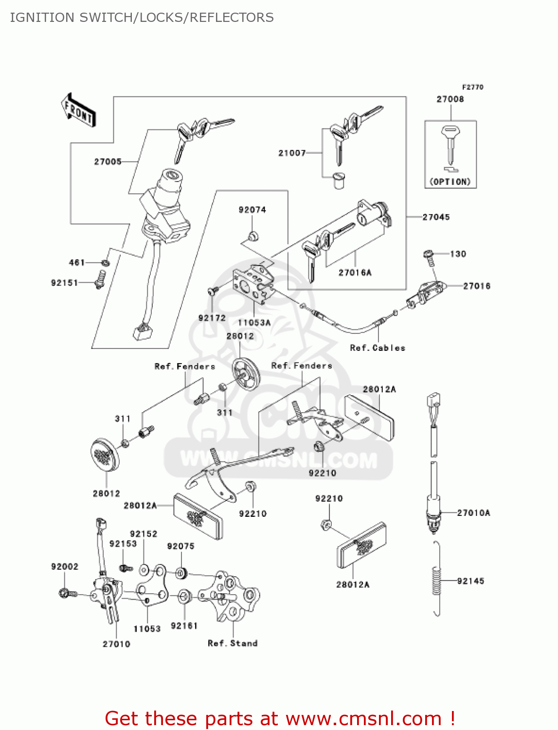 IGNITION SWITCH/LOCKS/REFLECTORS ZX636B2 NINJA ZX6R 2004 USA CALIFORNIA CANADA