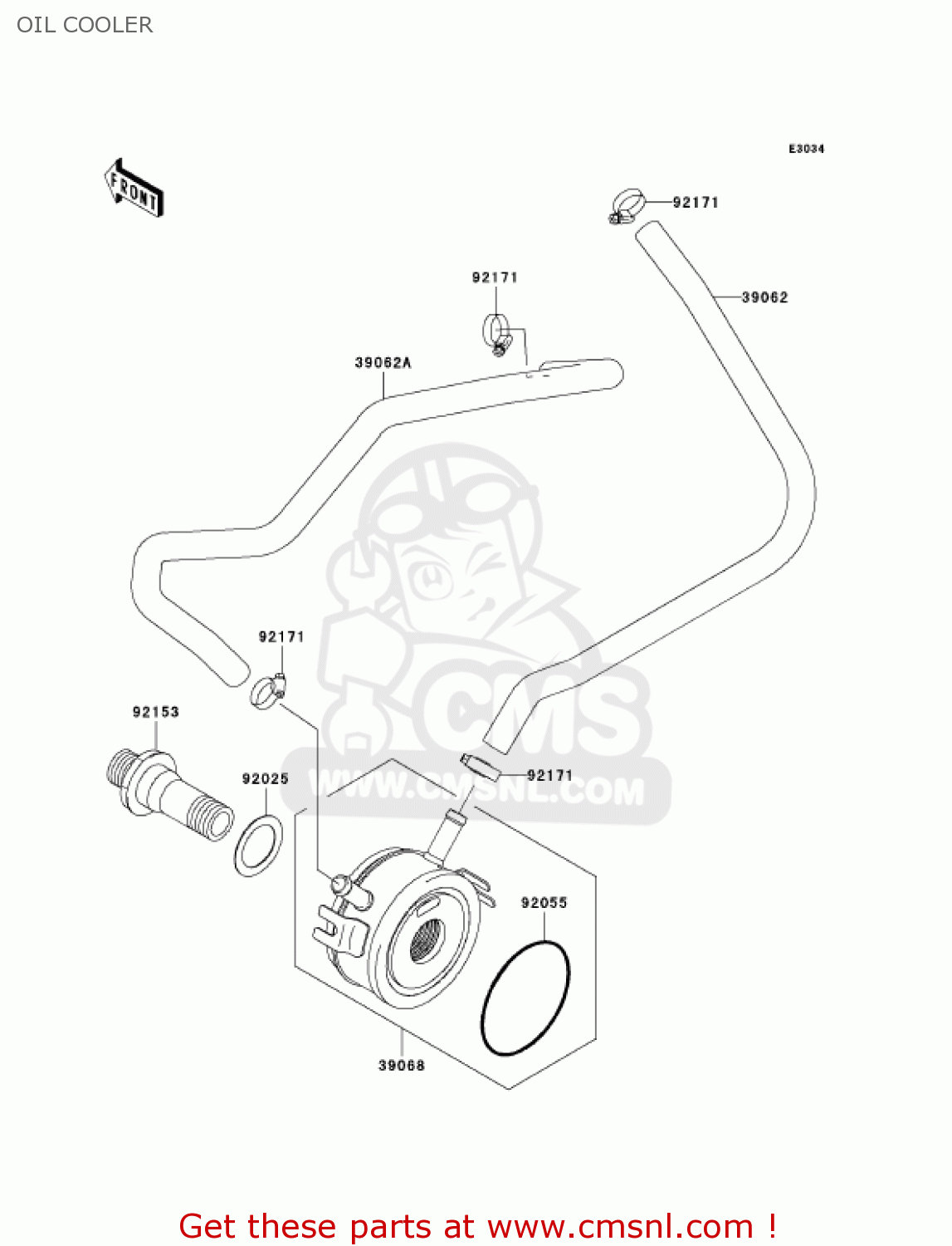 OIL COOLER ZX636B2 NINJA ZX6R 2004 USA CALIFORNIA CANADA