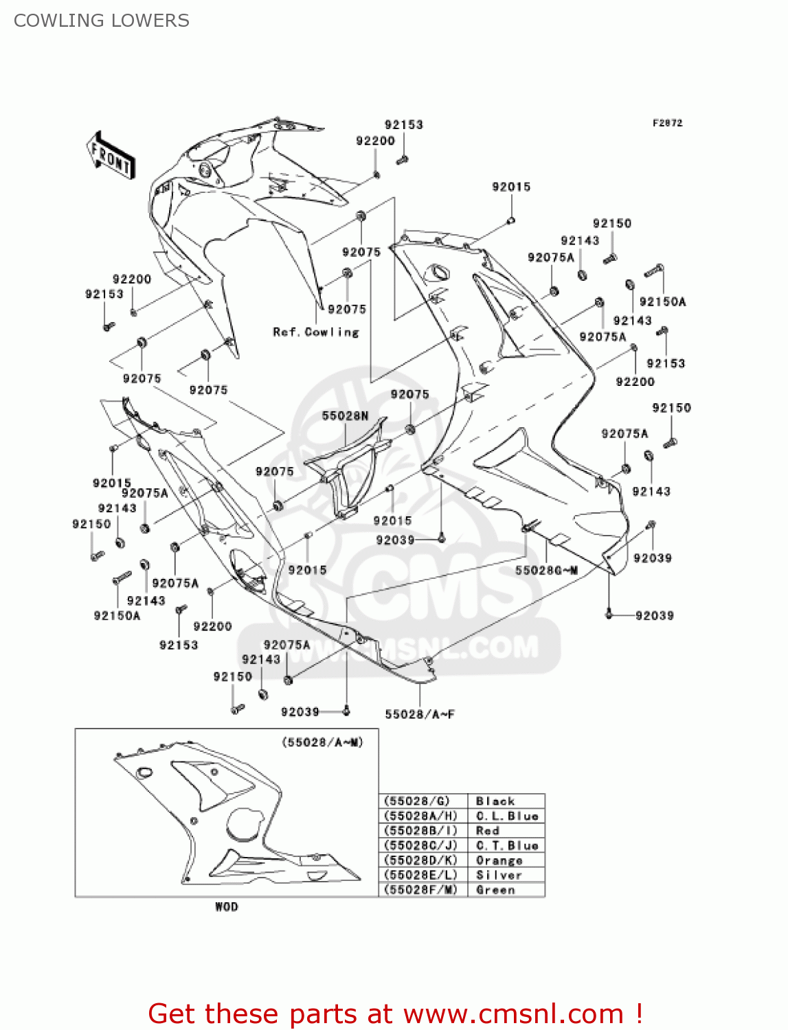 COWLING LOWERS ZX636B2 NINJA ZX6R 2004 USA CALIFORNIA CANADA