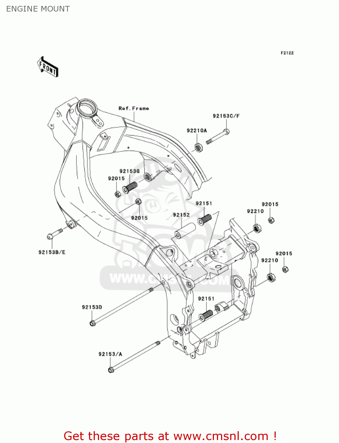 ENGINE MOUNT ZX636B2 NINJA ZX6R 2004 USA CALIFORNIA CANADA