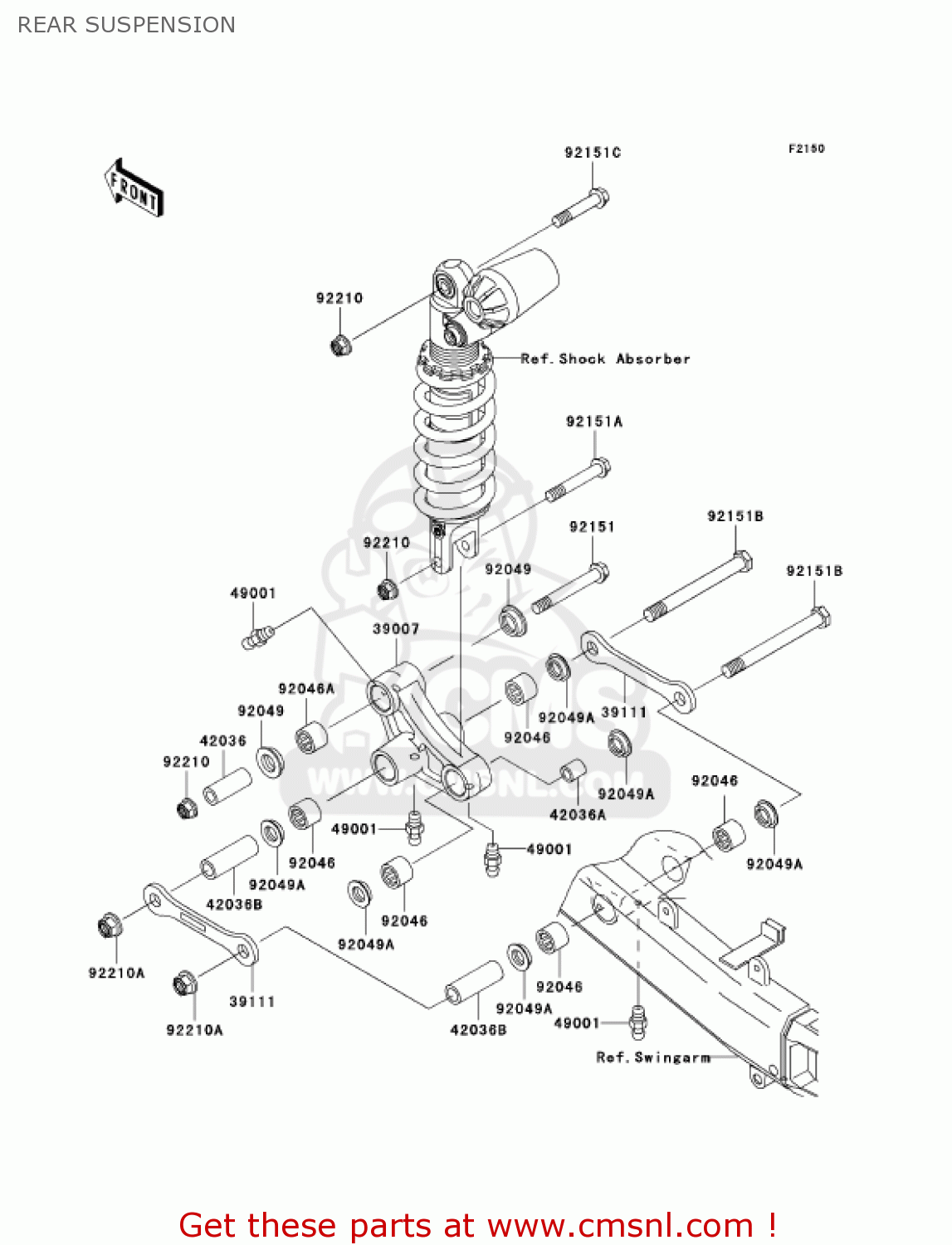 REAR SUSPENSION ZX636B2 NINJA ZX6R 2004 USA CALIFORNIA CANADA