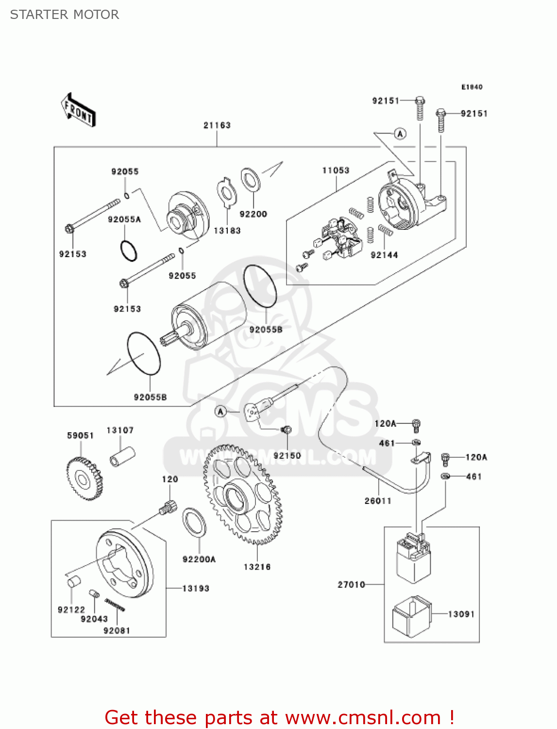 STARTER MOTOR ZX636B2 NINJA ZX6R 2004 USA CALIFORNIA CANADA
