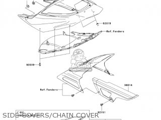 SIDE COVERS/CHAIN COVER - ZX636B2 NINJA ZX6R 2004 USA CALIFORNIA CANADA