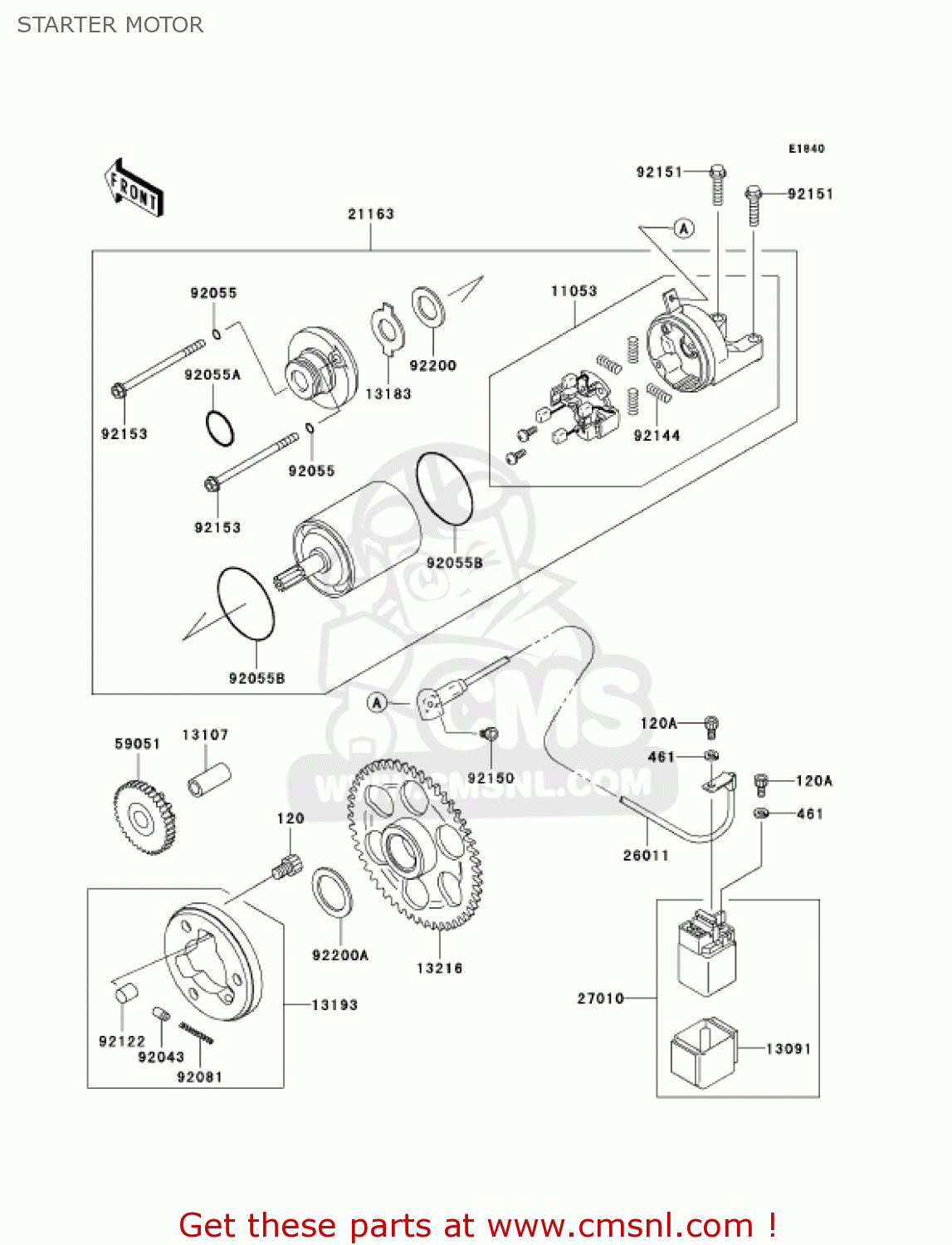 STARTER MOTOR ZX636C1 NINJA ZX6R 2005 USA CALIFORNIA CANADA
