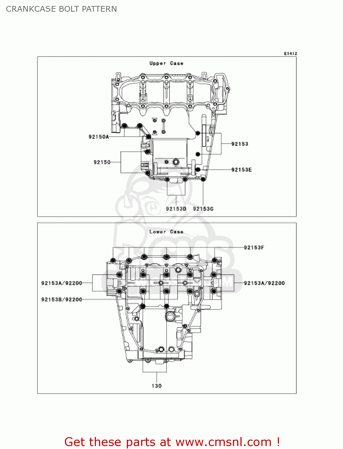CRANKCASE BOLT PATTERN ZX636C1 NINJA ZX6R 2005 USA CALIFORNIA CANADA