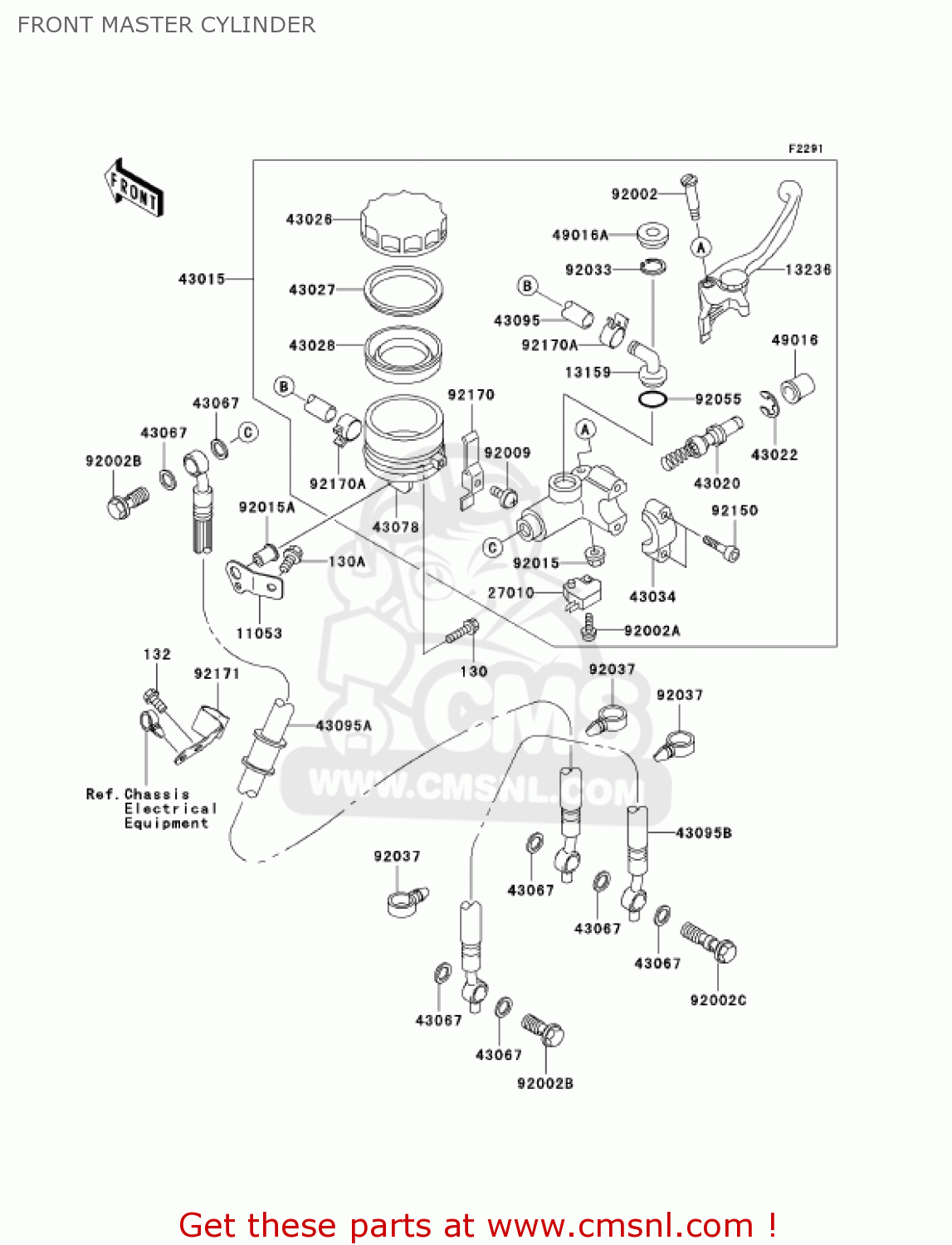 FRONT MASTER CYLINDER ZX636C1 NINJA ZX6R 2005 USA CALIFORNIA CANADA