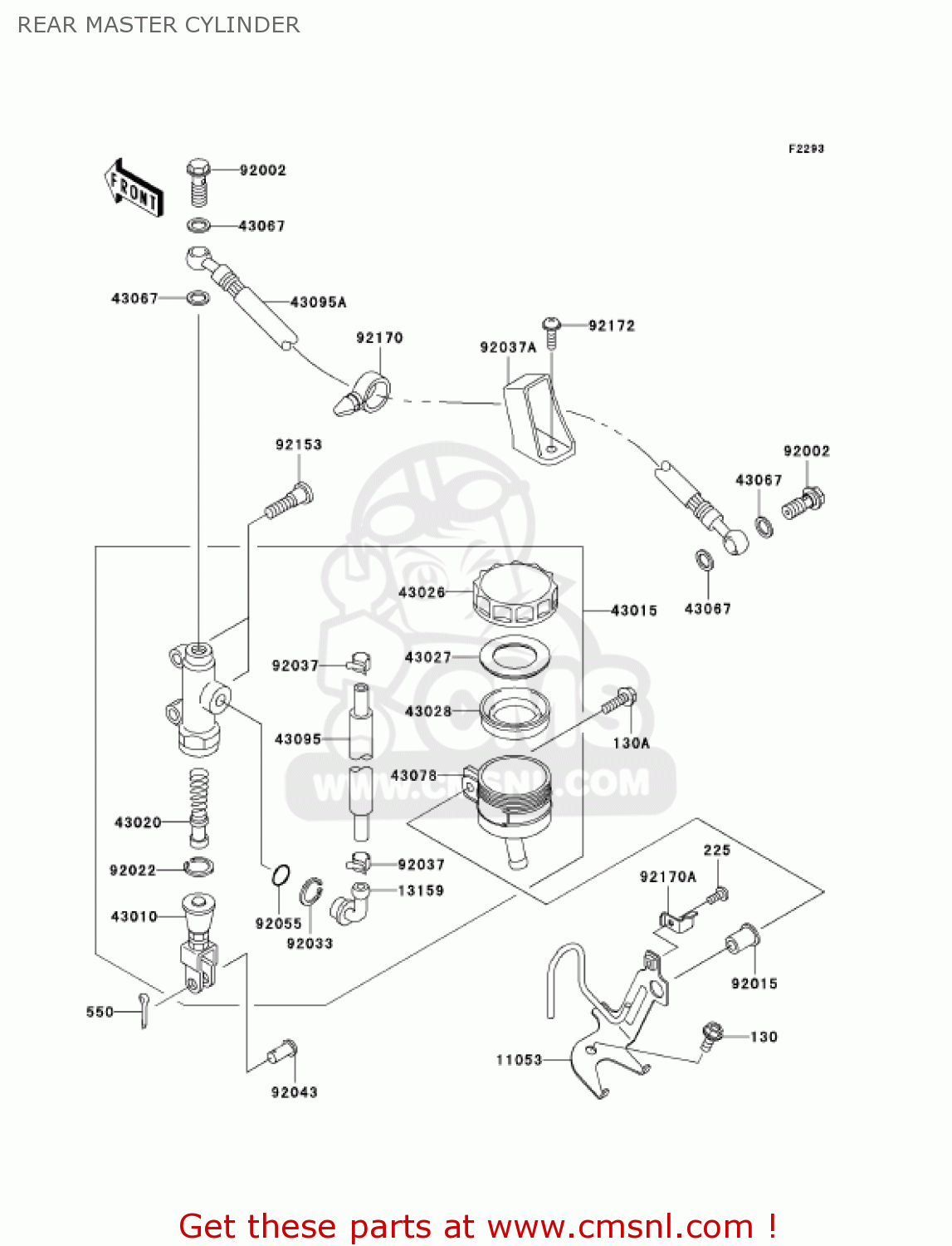 REAR MASTER CYLINDER ZX636C1 NINJA ZX6R 2005 USA CALIFORNIA CANADA
