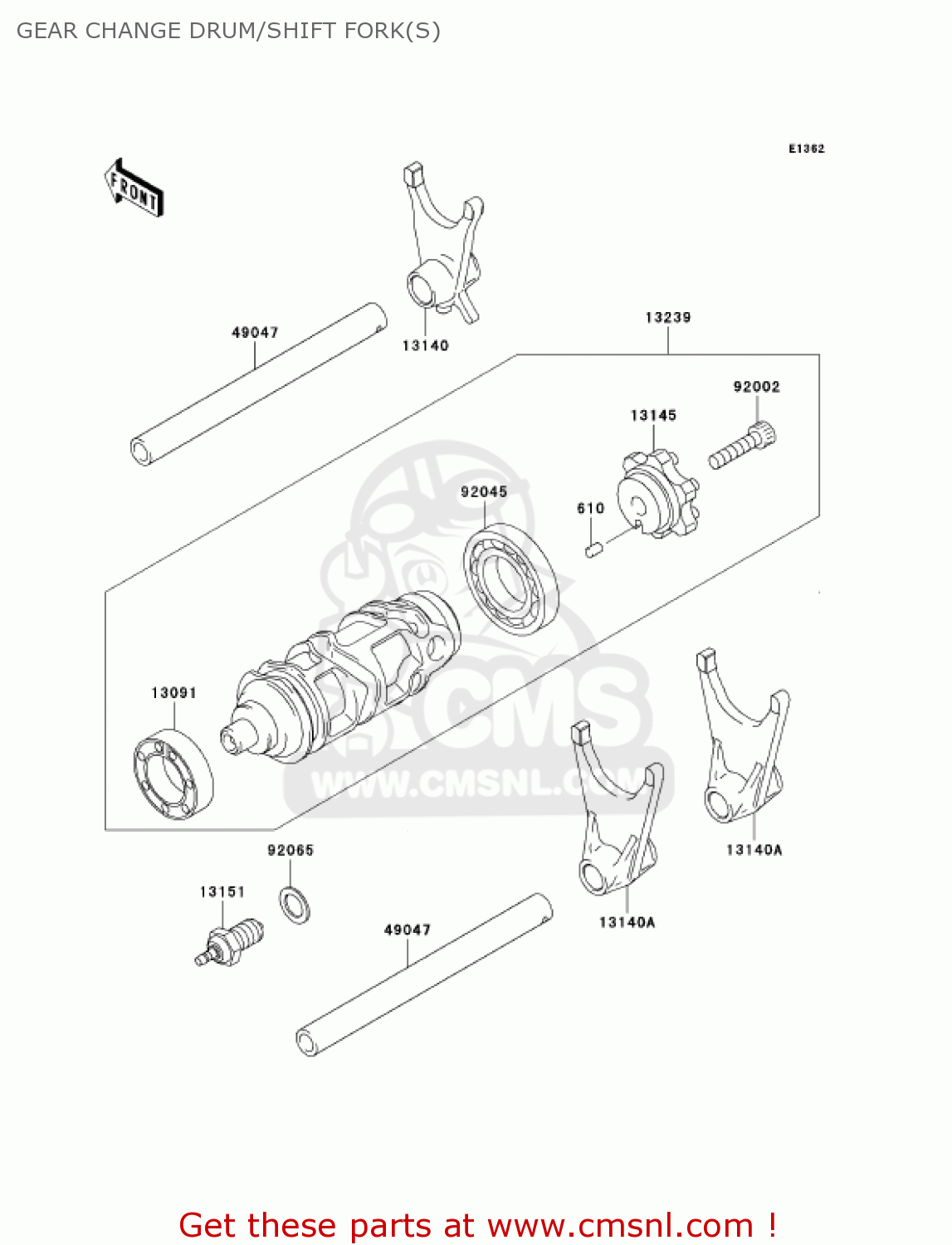 GEAR CHANGE DRUM/SHIFT FORK(S) ZX636C1 NINJA ZX6R 2005 USA CALIFORNIA CANADA