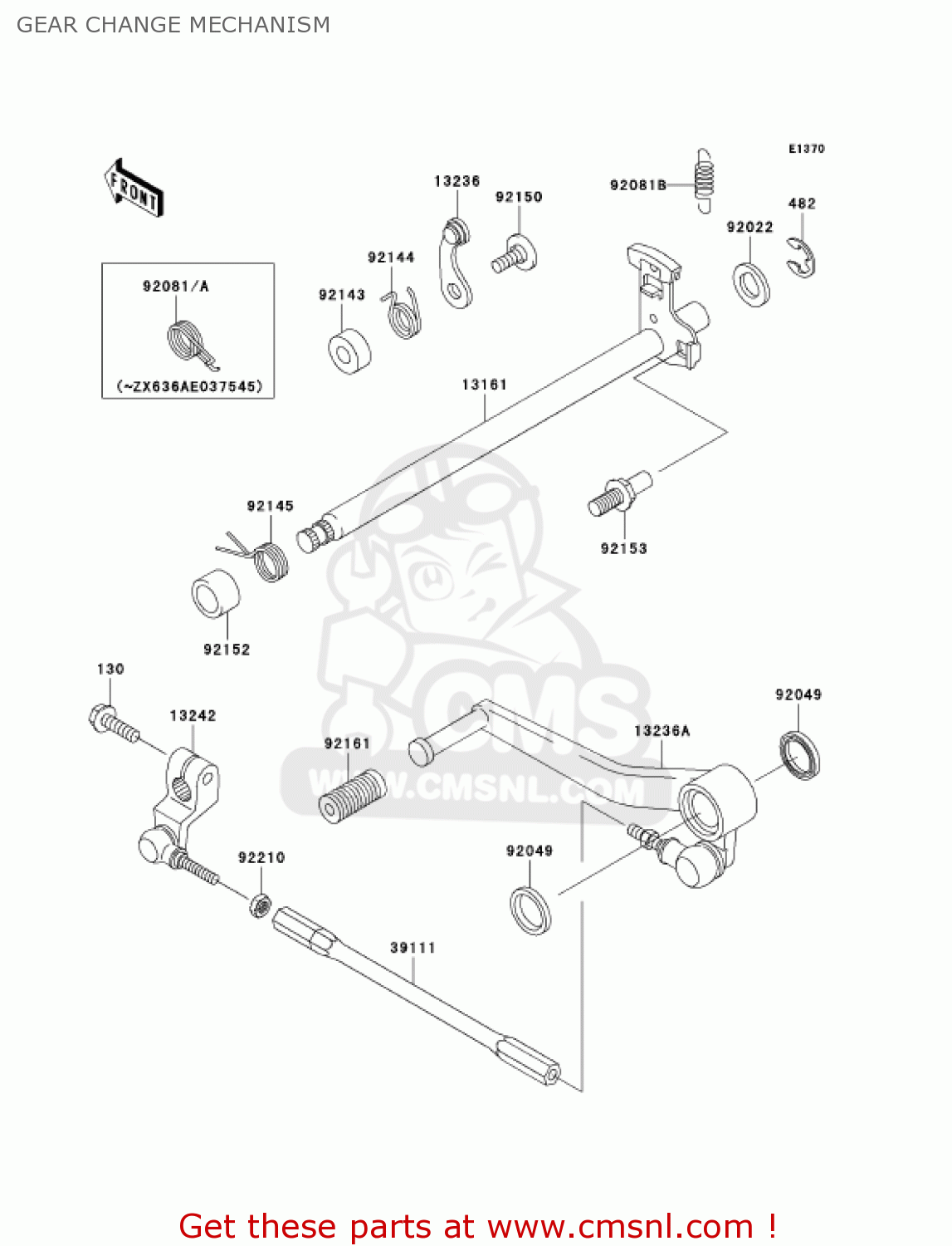 GEAR CHANGE MECHANISM ZX636C1 NINJA ZX6R 2005 USA CALIFORNIA CANADA
