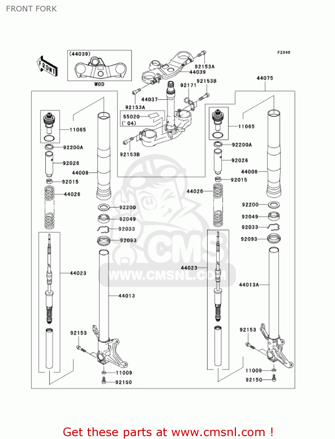 FRONT FORK ZX636C1 NINJA ZX6R 2005 USA CALIFORNIA CANADA