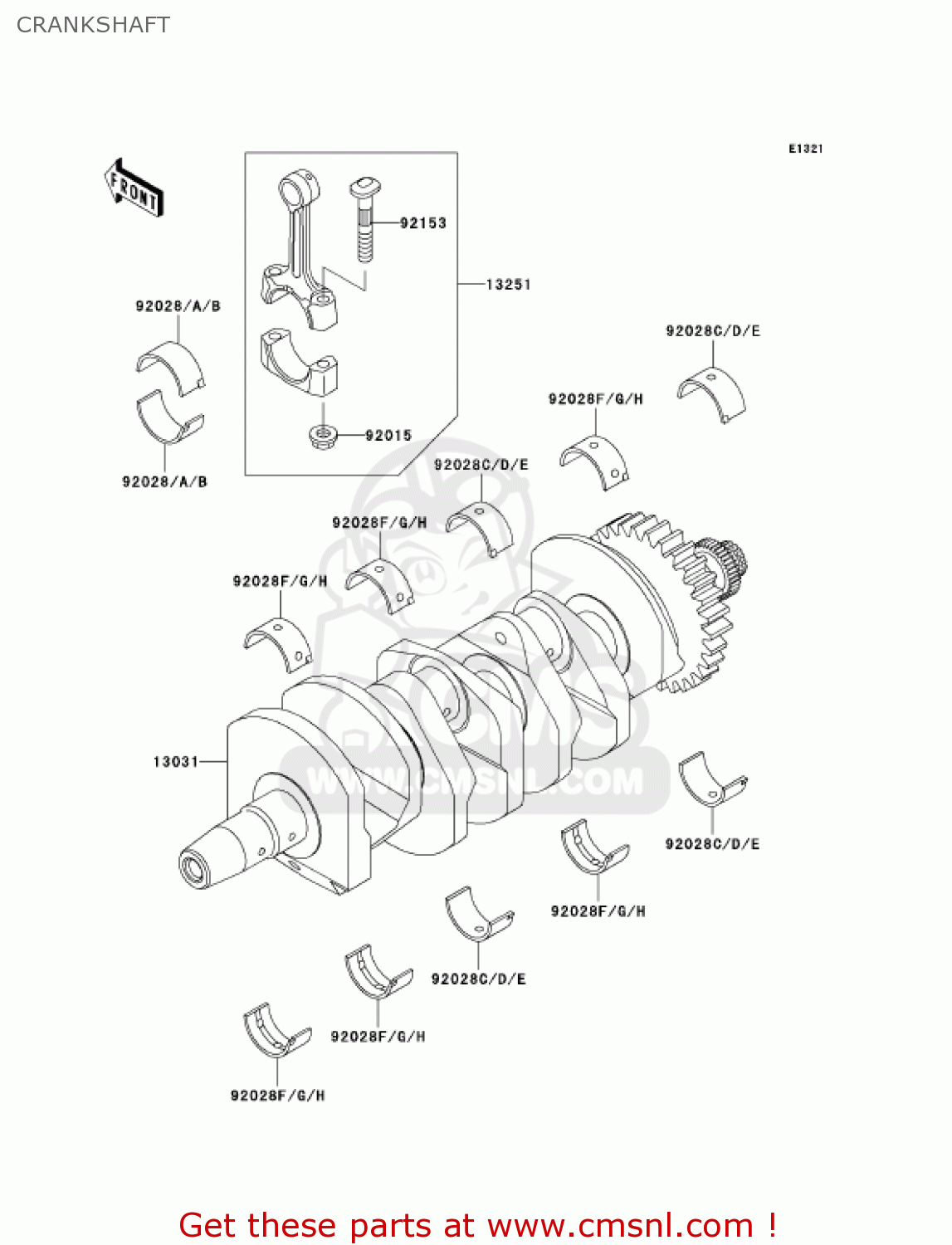 CRANKSHAFT ZX636C1 NINJA ZX6R 2005 USA CALIFORNIA CANADA