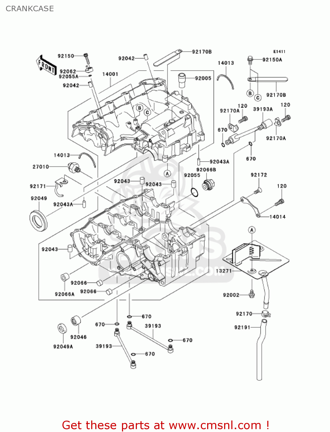 CRANKCASE ZX636C1 NINJA ZX6R 2005 USA CALIFORNIA CANADA