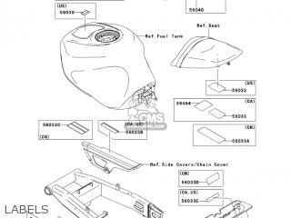 LABELS - ZX636C1 NINJA ZX6R 2005 USA CALIFORNIA CANADA