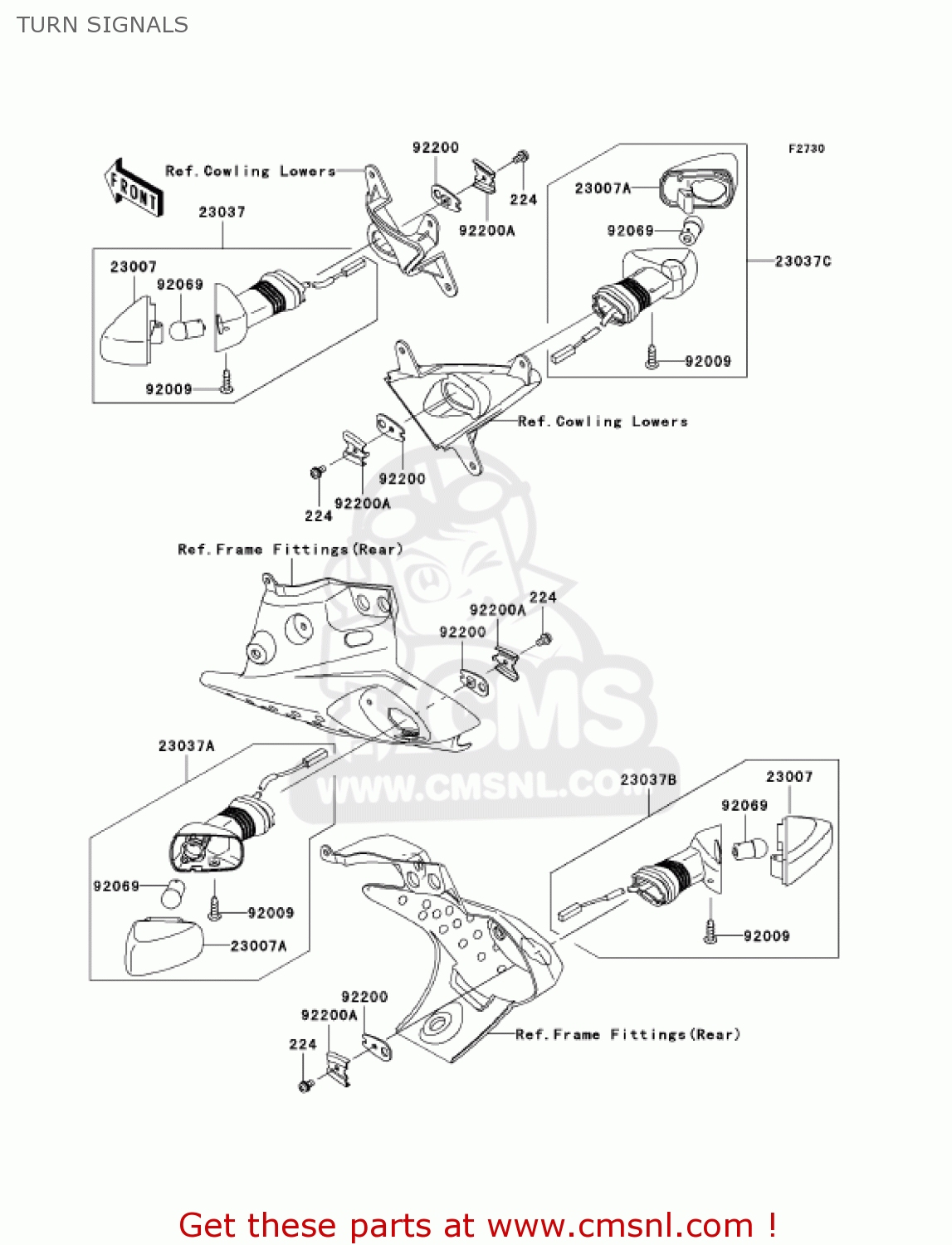 TURN SIGNALS ZX636C6F NINJA ZX6R 2006 USA CALIFORNIA CANADA