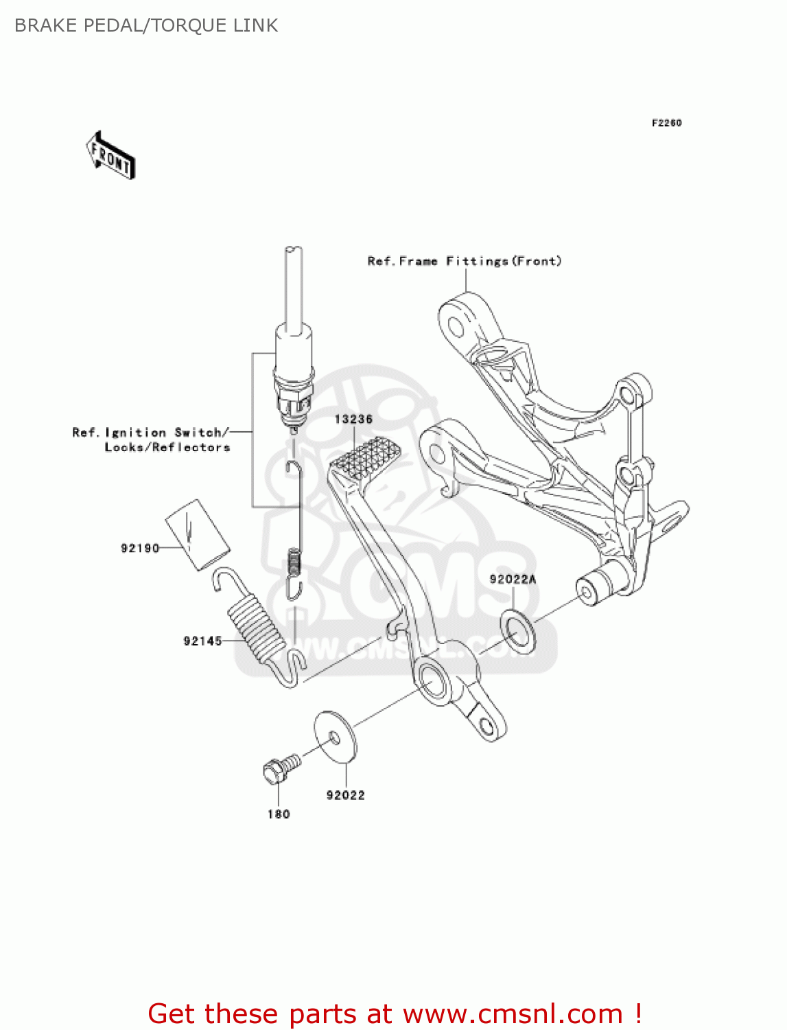 BRAKE PEDAL/TORQUE LINK ZX636C6F NINJA ZX6R 2006 USA CALIFORNIA CANADA