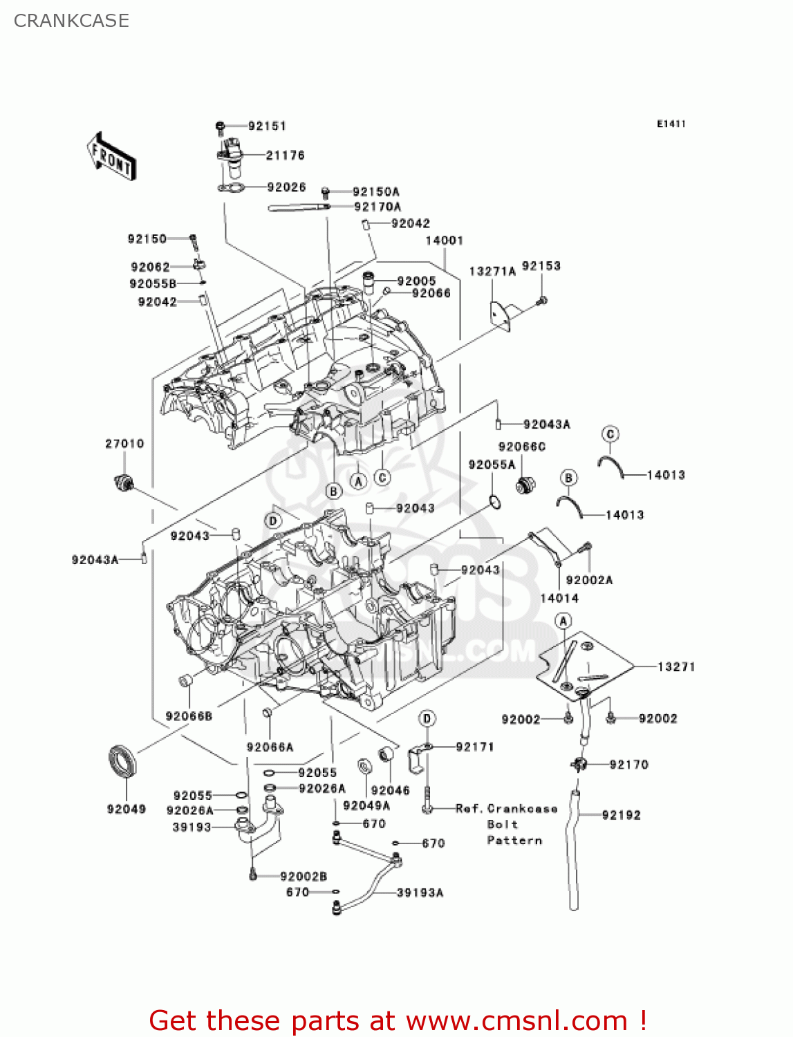 CRANKCASE ZX636C6F NINJA ZX6R 2006 USA CALIFORNIA CANADA