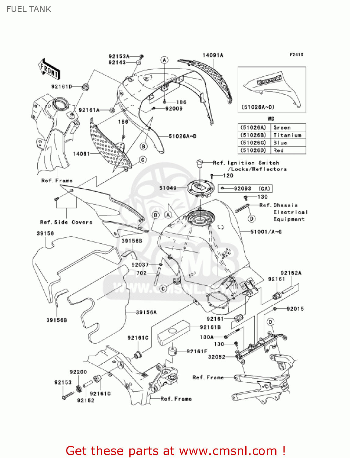 FUEL TANK ZX636C6F NINJA ZX6R 2006 USA CALIFORNIA CANADA