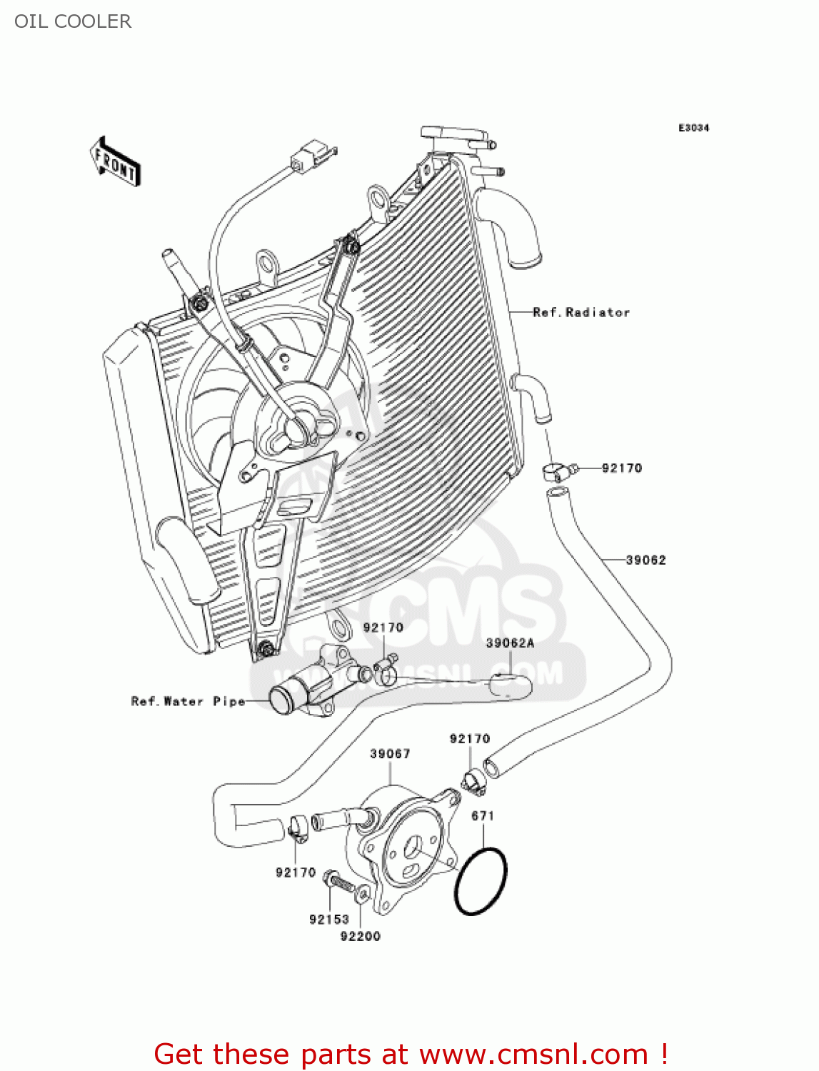 OIL COOLER ZX636C6F NINJA ZX6R 2006 USA CALIFORNIA CANADA