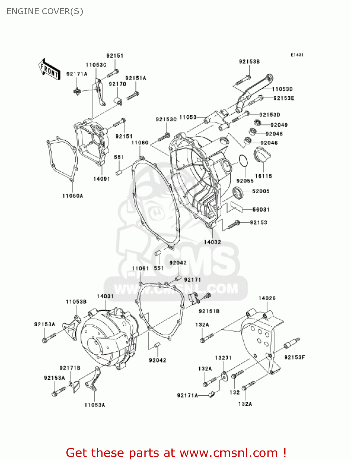 ENGINE COVER(S) ZX636C6F NINJA ZX6R 2006 USA CALIFORNIA CANADA