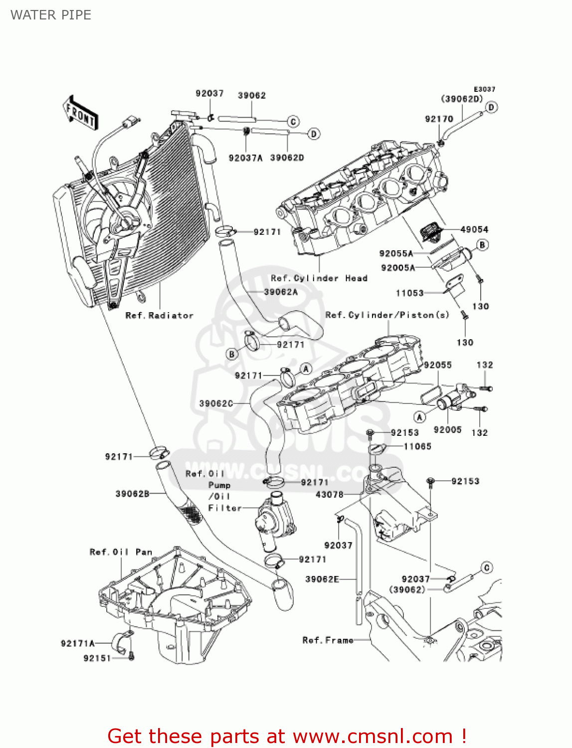 WATER PIPE ZX636C6F NINJA ZX6R 2006 USA CALIFORNIA CANADA