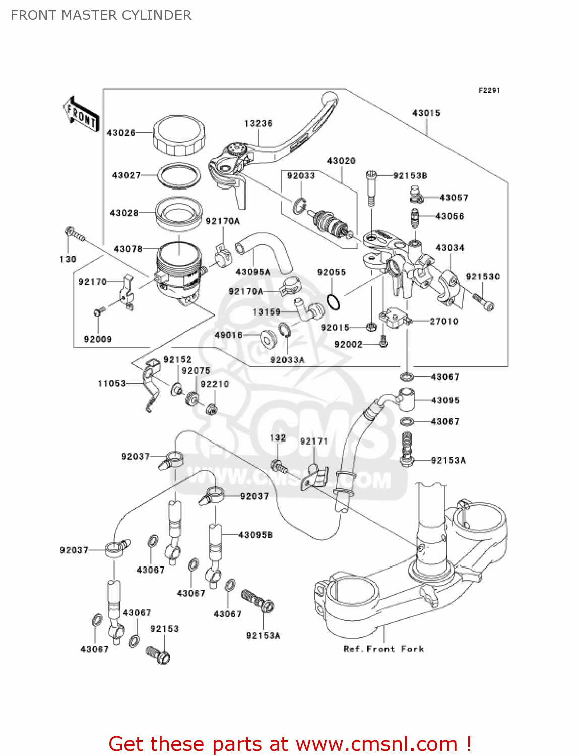 FRONT MASTER CYLINDER ZX636C6F NINJA ZX6R 2006 USA CALIFORNIA CANADA