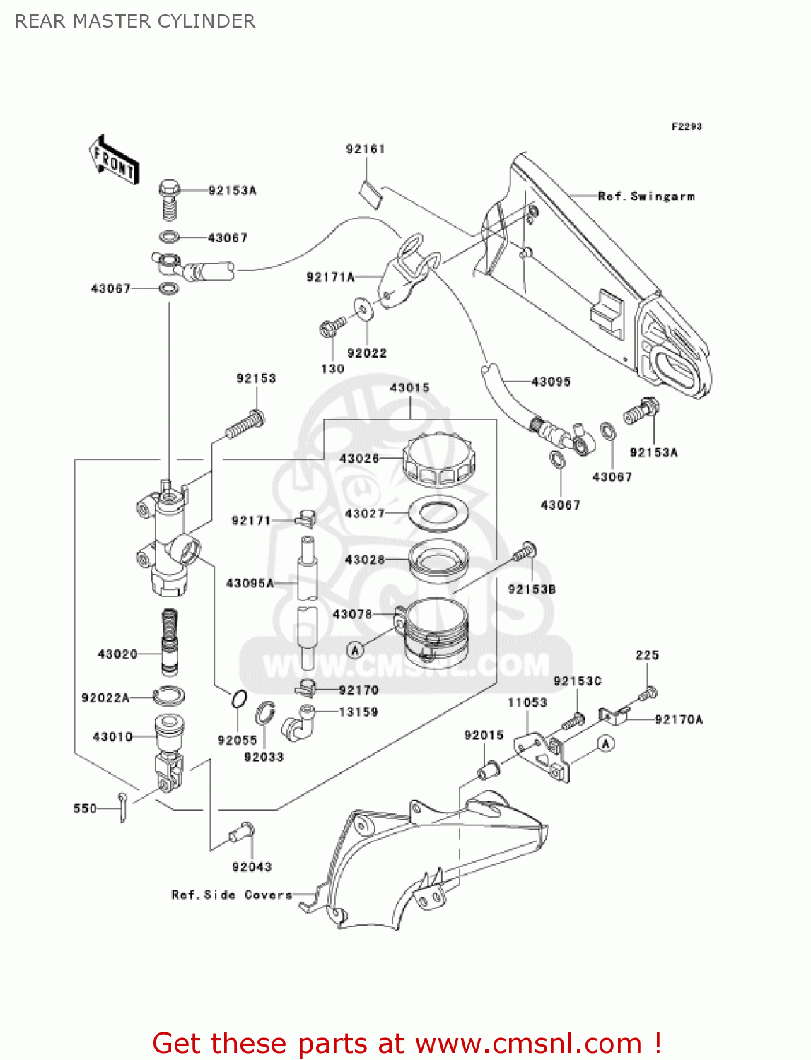 REAR MASTER CYLINDER ZX636C6F NINJA ZX6R 2006 USA CALIFORNIA CANADA