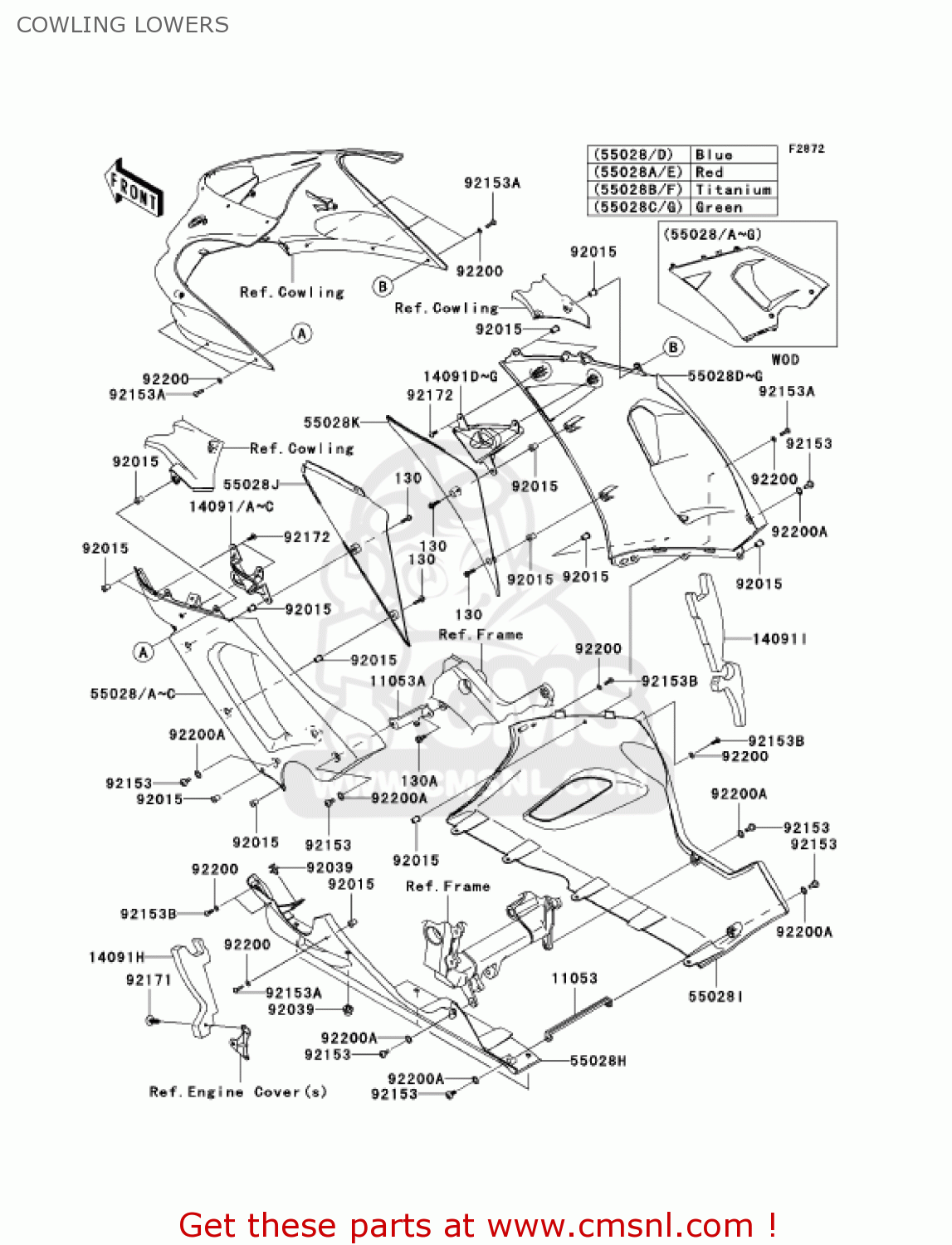 COWLING LOWERS ZX636C6F NINJA ZX6R 2006 USA CALIFORNIA CANADA