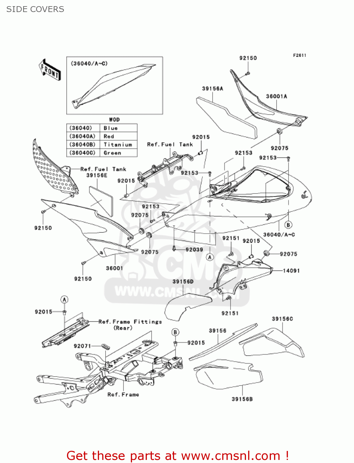 SIDE COVERS ZX636C6F NINJA ZX6R 2006 USA CALIFORNIA CANADA