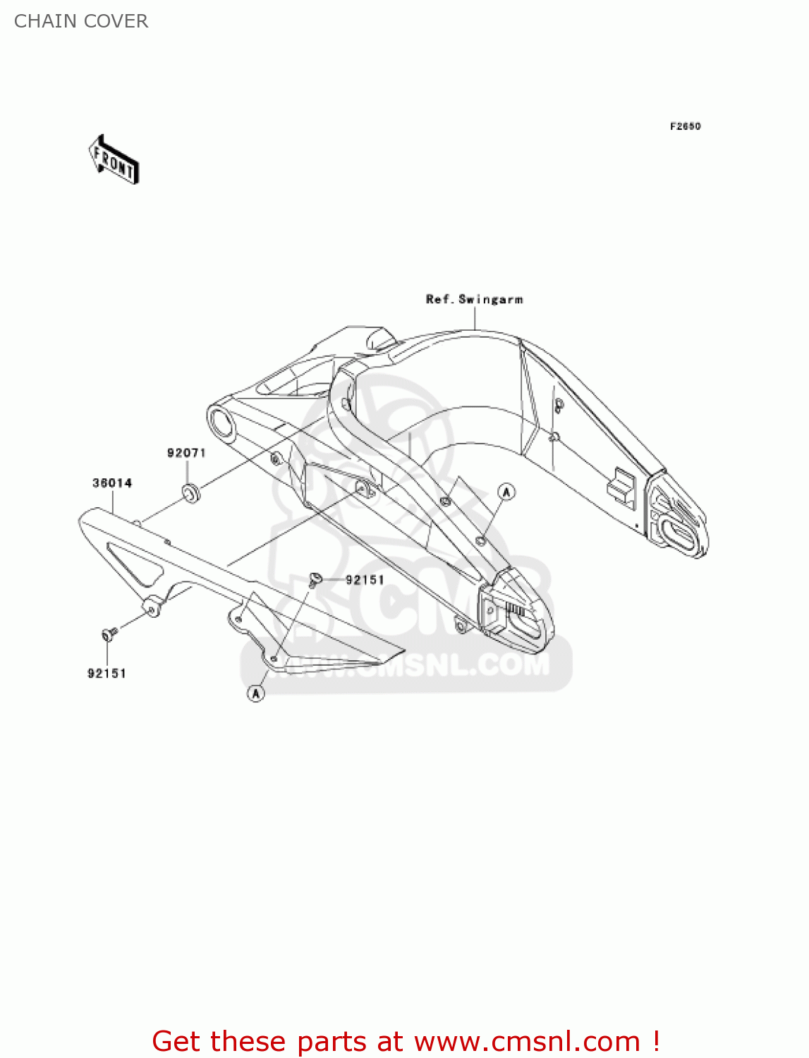 CHAIN COVER ZX636C6F NINJA ZX6R 2006 USA CALIFORNIA CANADA