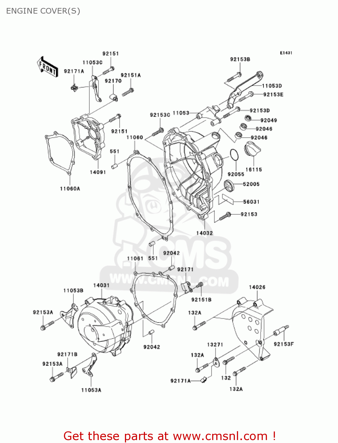 ENGINE COVER(S) ZX636D6F NINJA ZX6R 2006 USA CALIFORNIA CANADA
