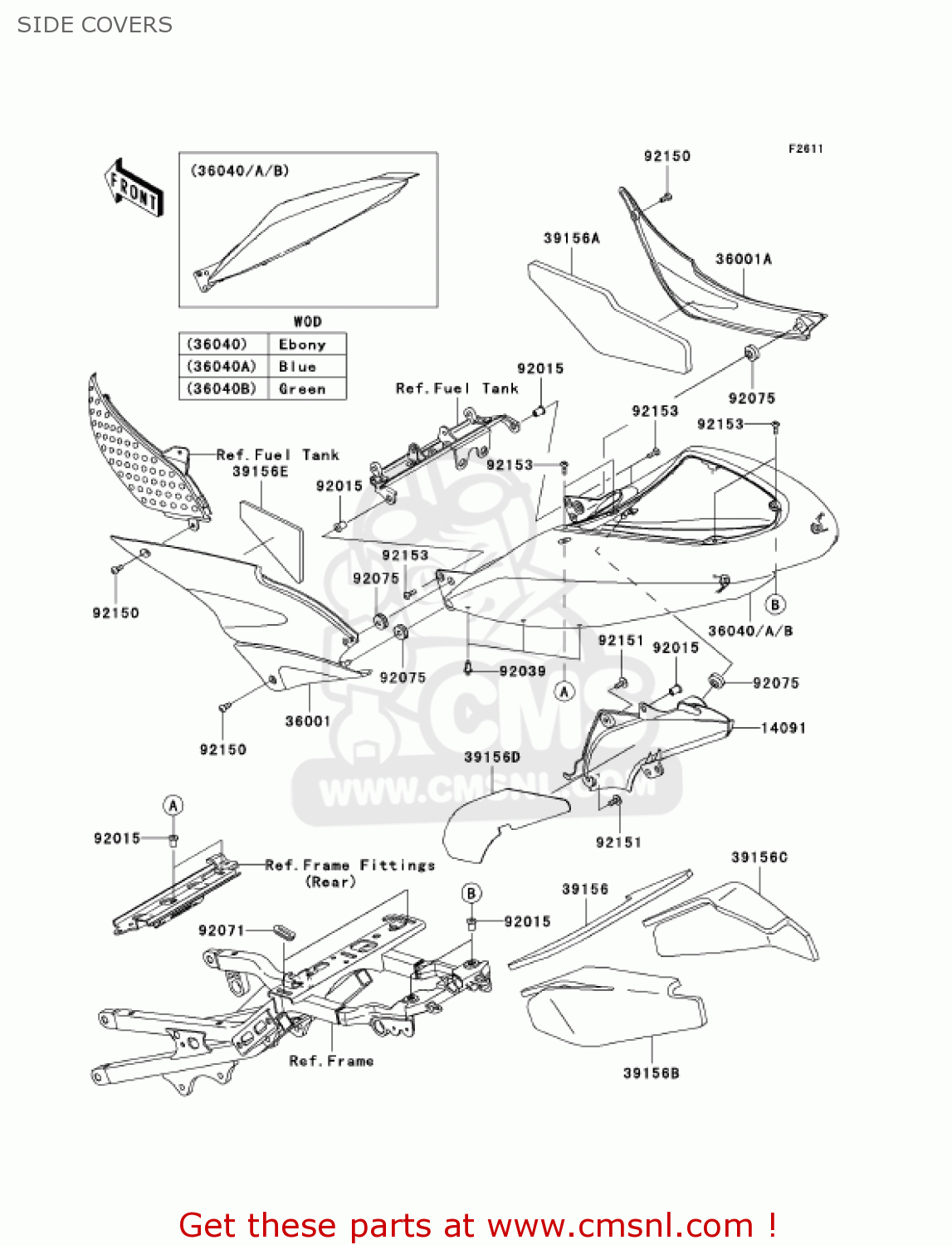 SIDE COVERS ZX636D6F NINJA ZX6R 2006 USA CALIFORNIA CANADA