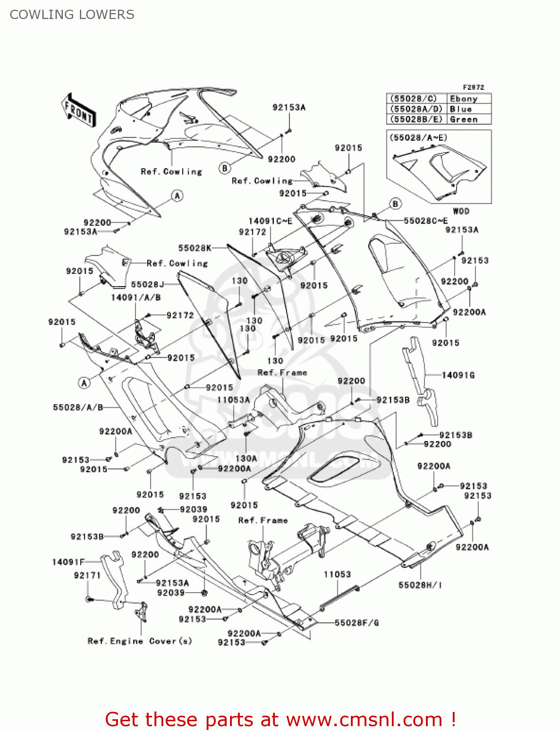 COWLING LOWERS ZX636D6F NINJA ZX6R 2006 USA CALIFORNIA CANADA