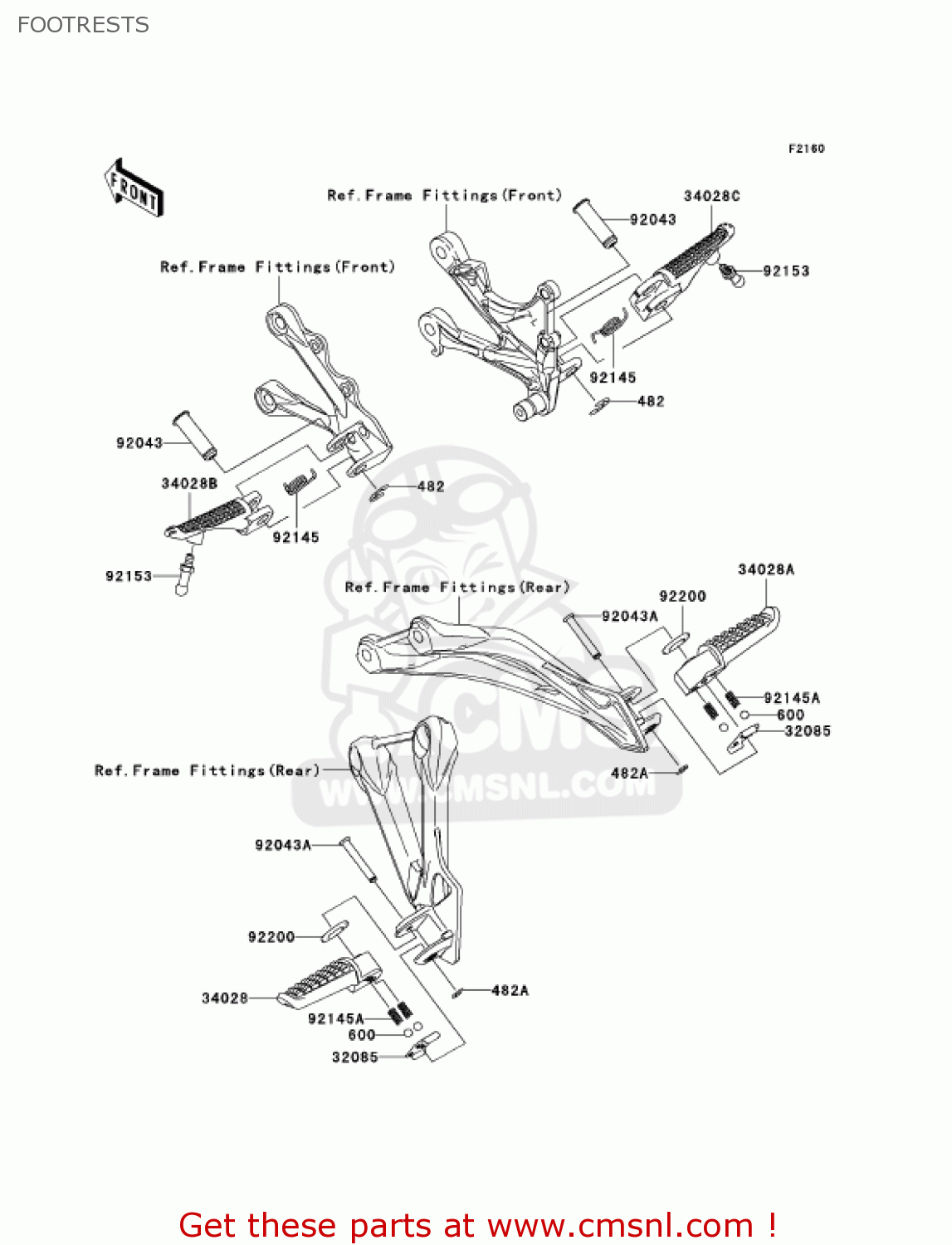 FOOTRESTS ZX636D6F NINJA ZX6R 2006 USA CALIFORNIA CANADA