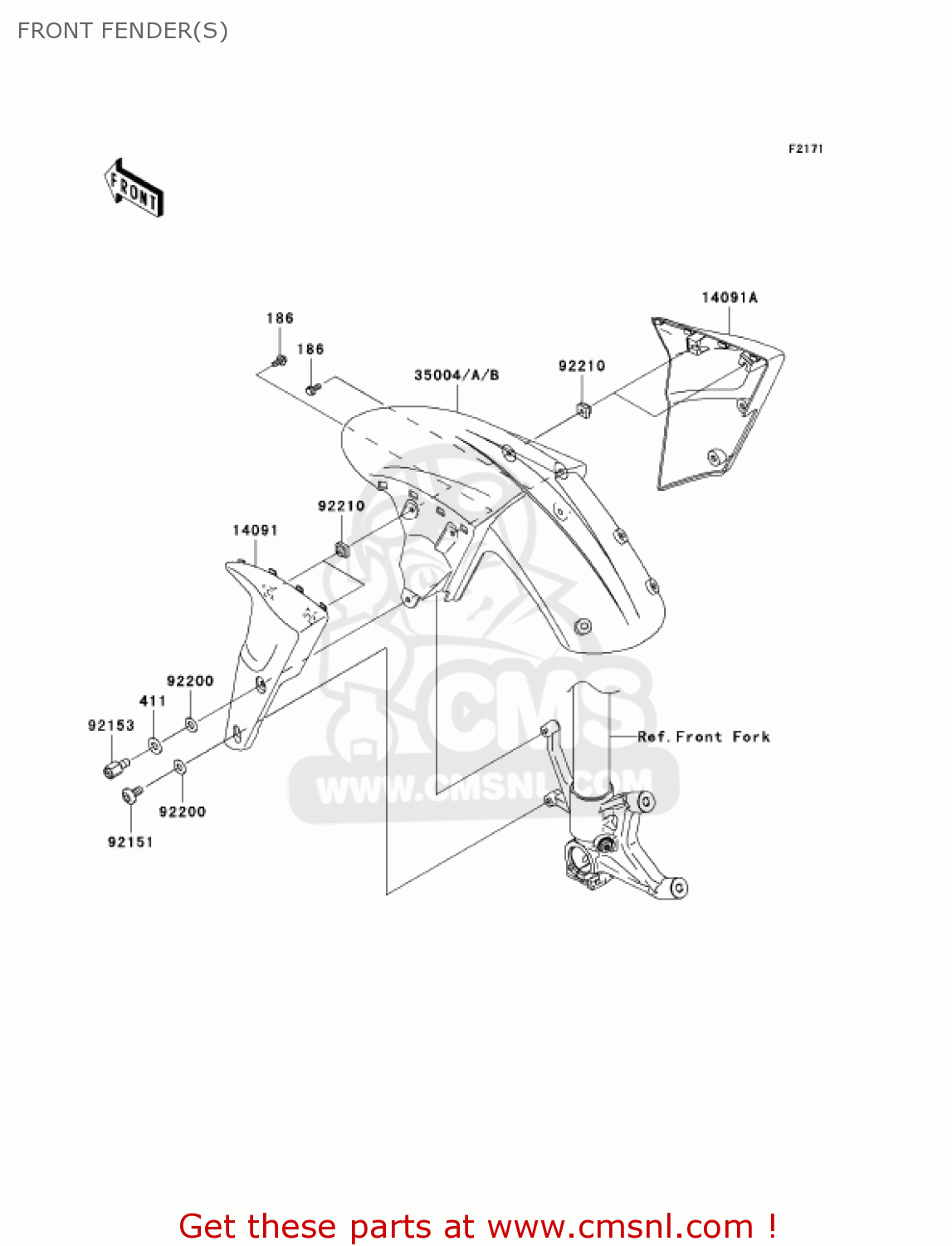FRONT FENDER(S) ZX636D6F NINJA ZX6R 2006 USA CALIFORNIA CANADA